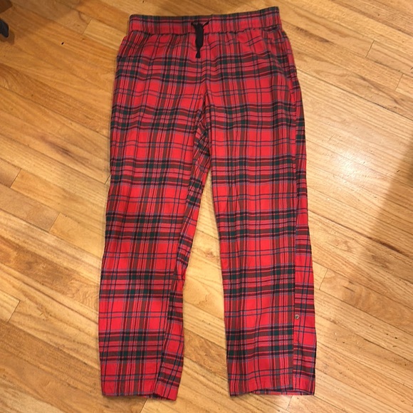 Red and Blue Plaid Flannel Button Cuff Pajama Pants - Picture 4 of 8